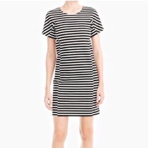 J Crew black and white striped short sleeve dress
